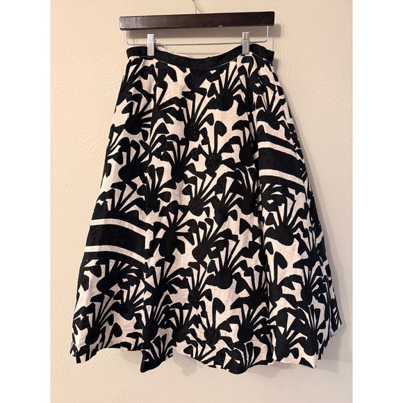 Tracy Reese Dresses & Skirts - Tracy Reese Black Cream Floral Jacquard A-Line Midi Skirt with Tulle Lining 8